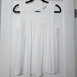 LOFT White Tie Back Top with Pintuck Detailing